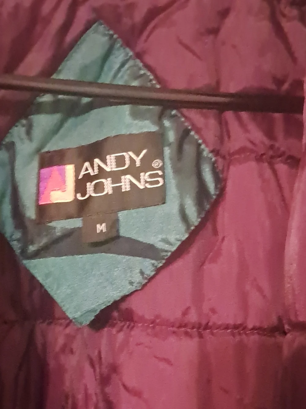 Womens Teal and Dark Brown Puffer Jacket with Contrast Trim Medium